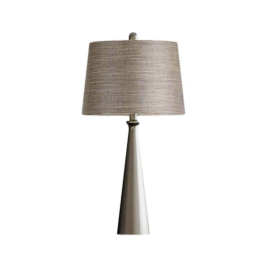 1 Bulb Bedroom Night Table Lighting Simple Silver Nightstand Lamp with Tapered Drum Fabric Shade Clearhalo 'Lamps' 'Table Lamps' Lighting' 1781788-sw