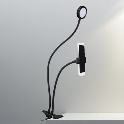 Round Fill Flush Light Contemporary Metal Black/White LED Flexible Vanity Lighting with Clip on Base Black USB Clearhalo 'Cast Iron' 'Glass' 'Industrial' 'Modern wall lights' 'Modern' 'Tiffany' 'Traditional wall lights' 'Vanity Lights' 'Wall Lights' Lighting' 1781790