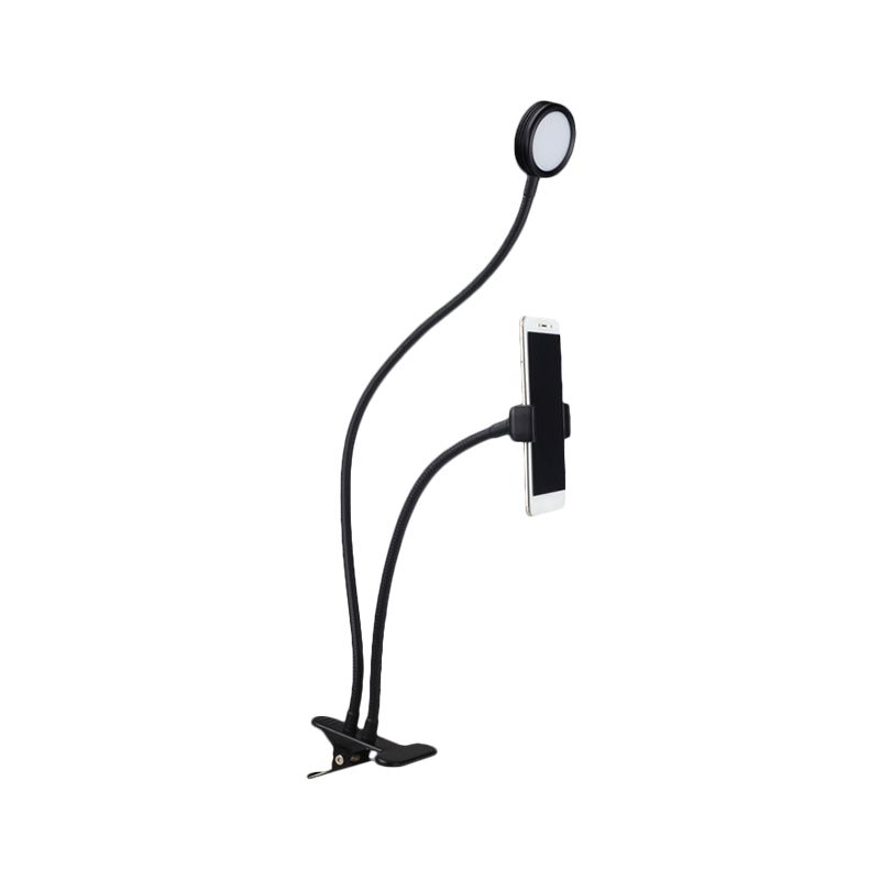 Round Fill Flush Light Contemporary Metal Black/White LED Flexible Vanity Lighting with Clip on Base Clearhalo 'Cast Iron' 'Glass' 'Industrial' 'Modern wall lights' 'Modern' 'Tiffany' 'Traditional wall lights' 'Vanity Lights' 'Wall Lights' Lighting' 1781791