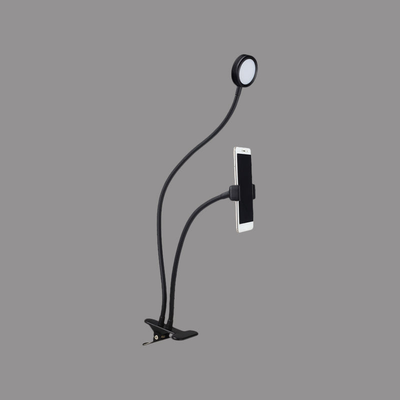 Round Fill Flush Light Contemporary Metal Black/White LED Flexible Vanity Lighting with Clip on Base Clearhalo 'Cast Iron' 'Glass' 'Industrial' 'Modern wall lights' 'Modern' 'Tiffany' 'Traditional wall lights' 'Vanity Lights' 'Wall Lights' Lighting' 1781792