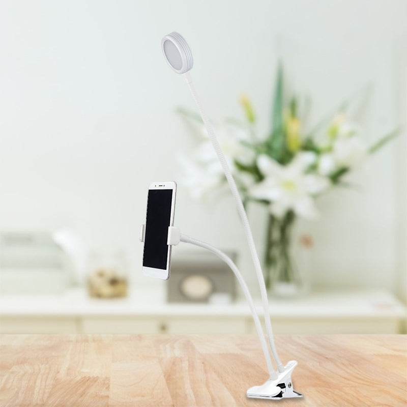 Round Fill Flush Light Contemporary Metal Black/White LED Flexible Vanity Lighting with Clip on Base Clearhalo 'Cast Iron' 'Glass' 'Industrial' 'Modern wall lights' 'Modern' 'Tiffany' 'Traditional wall lights' 'Vanity Lights' 'Wall Lights' Lighting' 1781795