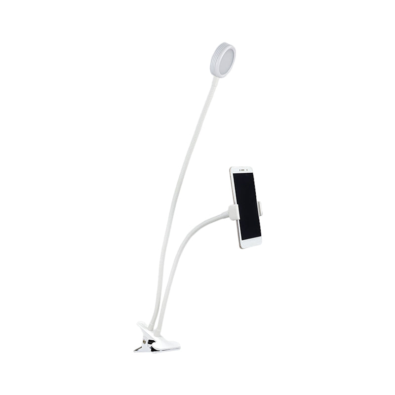 Round Fill Flush Light Contemporary Metal Black/White LED Flexible Vanity Lighting with Clip on Base Clearhalo 'Cast Iron' 'Glass' 'Industrial' 'Modern wall lights' 'Modern' 'Tiffany' 'Traditional wall lights' 'Vanity Lights' 'Wall Lights' Lighting' 1781797