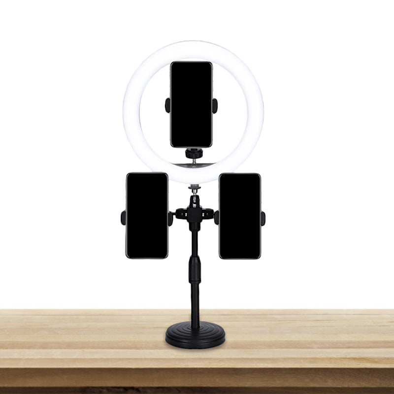 Minimal LED Mirror Lamp Black Finish Round USB Fill Flash Light with Metallic Shade Black USB Clearhalo 'Cast Iron' 'Glass' 'Industrial' 'Modern wall lights' 'Modern' 'Tiffany' 'Traditional wall lights' 'Vanity Lights' 'Wall Lights' Lighting' 1781824