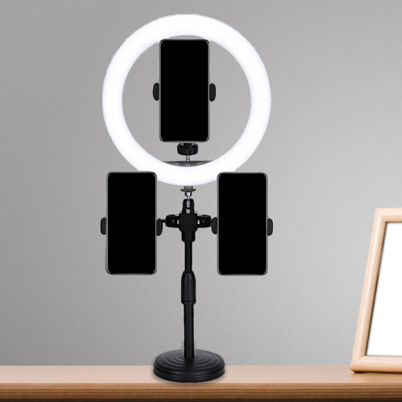 Minimal LED Mirror Lamp Black Finish Round USB Fill Flash Light with Metallic Shade Clearhalo 'Cast Iron' 'Glass' 'Industrial' 'Modern wall lights' 'Modern' 'Tiffany' 'Traditional wall lights' 'Vanity Lights' 'Wall Lights' Lighting' 1781825