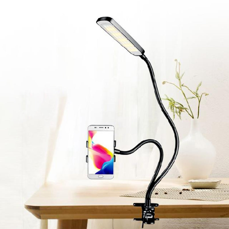 Metal Rectangle Make-Up Lighting Minimalist Portable LED Fill Flush Light in Black with Flexible Arm Black USB Clearhalo 'Cast Iron' 'Glass' 'Industrial' 'Modern wall lights' 'Modern' 'Tiffany' 'Traditional wall lights' 'Vanity Lights' 'Wall Lights' Lighting' 1781870