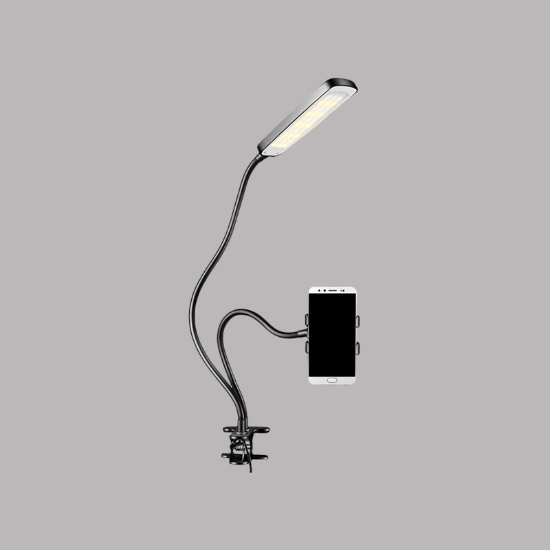 Metal Rectangle Make-Up Lighting Minimalist Portable LED Fill Flush Light in Black with Flexible Arm Clearhalo 'Cast Iron' 'Glass' 'Industrial' 'Modern wall lights' 'Modern' 'Tiffany' 'Traditional wall lights' 'Vanity Lights' 'Wall Lights' Lighting' 1781872