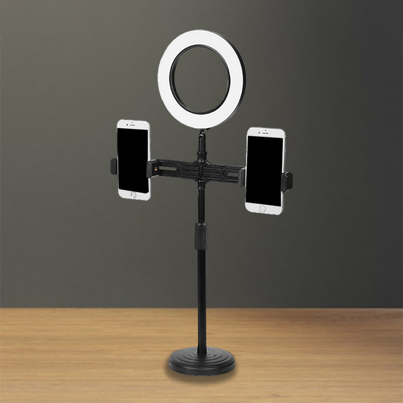 Metal Circle Shaped Make-Up Lamp Modernist LED Fill Lighting in Black with USB Port Black USB Clearhalo 'Cast Iron' 'Glass' 'Industrial' 'Modern wall lights' 'Modern' 'Tiffany' 'Traditional wall lights' 'Vanity Lights' 'Wall Lights' Lighting' 1781874