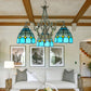 Dome Hand Cut Glass Chandelier Lighting Tiffany 3 Lights Blue Ceiling Lamp Clearhalo 'Ceiling Lights' 'Chandeliers' 'Industrial' 'Middle Century Chandeliers' 'Tiffany Chandeliers' 'Tiffany close to ceiling' 'Tiffany' Lighting' 178188