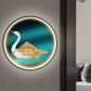 LED Parlor Swan Wall Mounted Light Asian Green Wall Mural Sconce with Round Metal Shade, Left/Right Clearhalo 'Wall Lamps & Sconces' 'Wall Lights' Lighting' 1781895