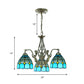 Dome Hand Cut Glass Chandelier Lighting Tiffany 3 Lights Blue Ceiling Lamp Clearhalo 'Ceiling Lights' 'Chandeliers' 'Industrial' 'Middle Century Chandeliers' 'Tiffany Chandeliers' 'Tiffany close to ceiling' 'Tiffany' Lighting' 178190