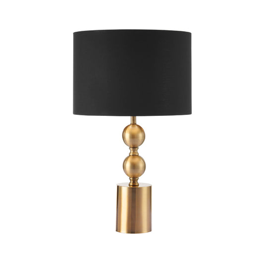 1 Head Besides Night Lamp Simplicity Black Finish Desk Light with Cylinder Fabric Shade Clearhalo 'Lamps' 'Table Lamps' Lighting' 1781914