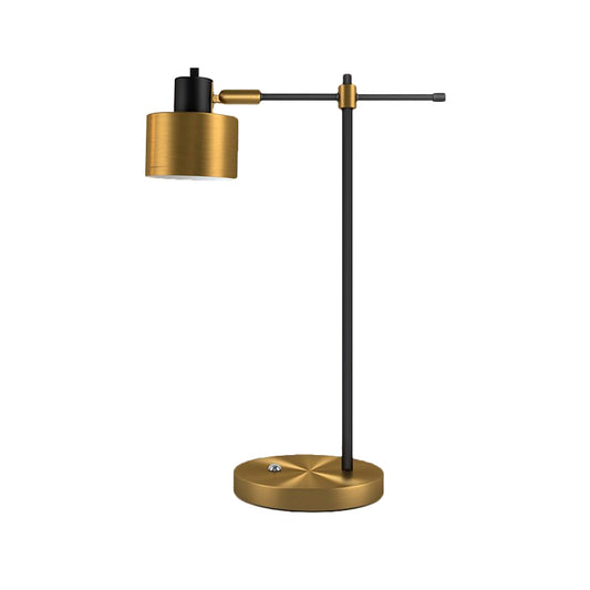 Drum Nightstand Lighting Contemporary Metal 1- Light Brass Table Lamp with Right Angle Arm for Living Room Clearhalo 'Lamps' 'Table Lamps' Lighting' 1781918