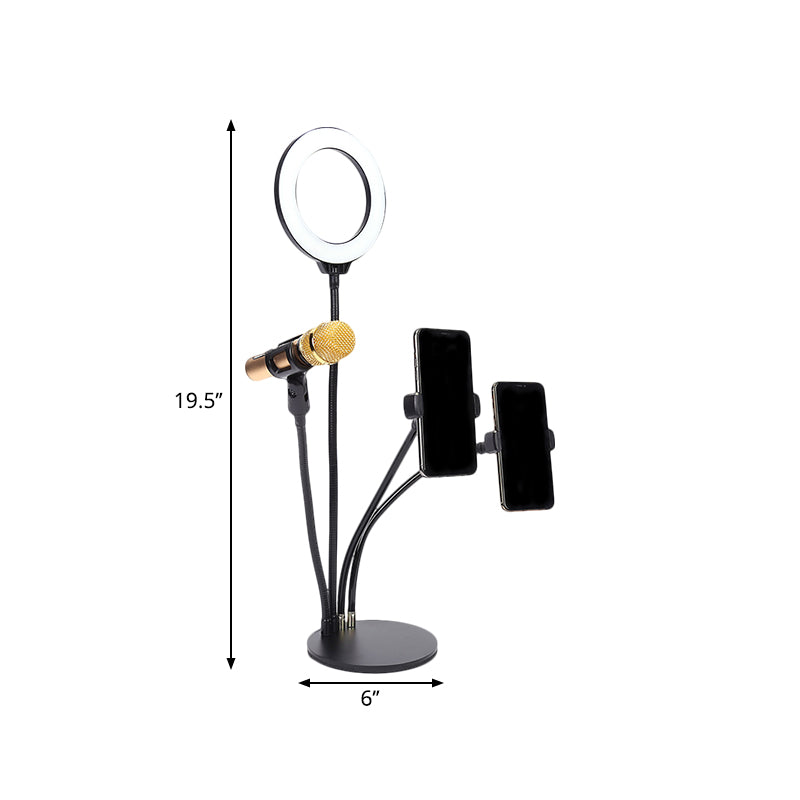 Black Circle Mirror Lighting Modernist Metal LED Fill-in Flash Lighting with USB Port Clearhalo 'Cast Iron' 'Glass' 'Industrial' 'Modern wall lights' 'Modern' 'Tiffany' 'Traditional wall lights' 'Vanity Lights' 'Wall Lights' Lighting' 1781931