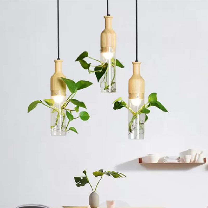 Geometric Frame Dining Room Multi Pendant Factory Metal 3 Bulbs Black Hanging Lamp Kit with Flowerpot Deco Black Clearhalo 'Ceiling Lights' 'Chandeliers' 'Glass shade' 'Glass' 'Pendant Lights' 'Pendants' Lighting' 1781940