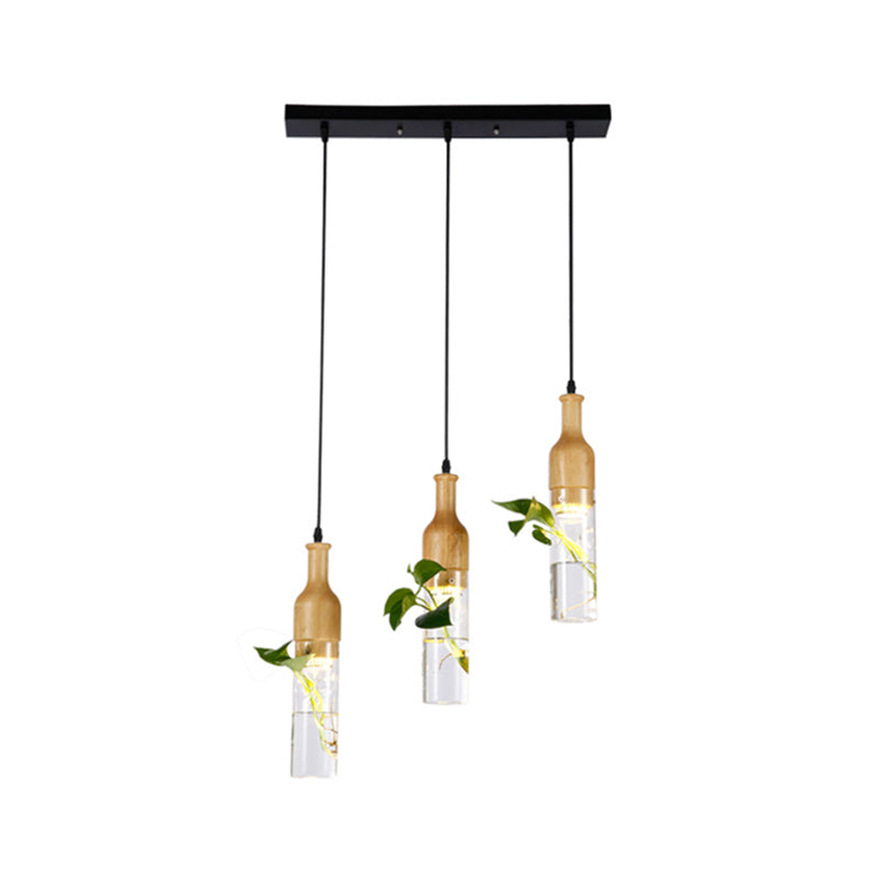 Geometric Frame Dining Room Multi Pendant Factory Metal 3 Bulbs Black Hanging Lamp Kit with Flowerpot Deco Clearhalo 'Ceiling Lights' 'Chandeliers' 'Glass shade' 'Glass' 'Pendant Lights' 'Pendants' Lighting' 1781941