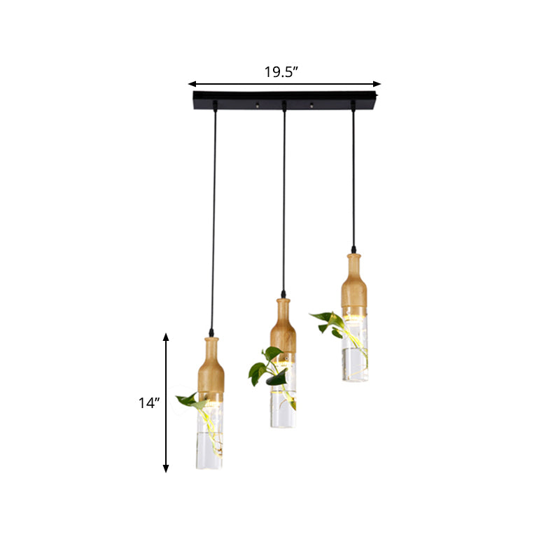 Geometric Frame Dining Room Multi Pendant Factory Metal 3 Bulbs Black Hanging Lamp Kit with Flowerpot Deco Clearhalo 'Ceiling Lights' 'Chandeliers' 'Glass shade' 'Glass' 'Pendant Lights' 'Pendants' Lighting' 1781943