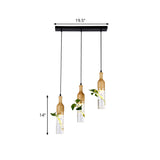 Geometric Frame Dining Room Multi Pendant Factory Metal 3 Bulbs Black Hanging Lamp Kit with Flowerpot Deco Clearhalo 'Ceiling Lights' 'Chandeliers' 'Glass shade' 'Glass' 'Pendant Lights' 'Pendants' Lighting' 1781943