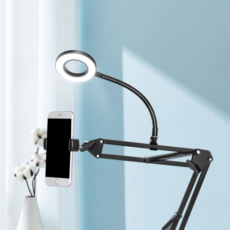 Metal Ring Vanity Lighting Contemporary LED Black Fill Flush Lamp with Adjustable Arm Clearhalo 'Cast Iron' 'Glass' 'Industrial' 'Modern wall lights' 'Modern' 'Tiffany' 'Traditional wall lights' 'Vanity Lights' 'Wall Lights' Lighting' 1781949