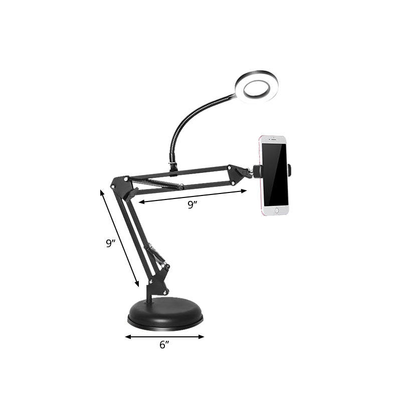 Metal Ring Vanity Lighting Contemporary LED Black Fill Flush Lamp with Adjustable Arm Clearhalo 'Cast Iron' 'Glass' 'Industrial' 'Modern wall lights' 'Modern' 'Tiffany' 'Traditional wall lights' 'Vanity Lights' 'Wall Lights' Lighting' 1781951