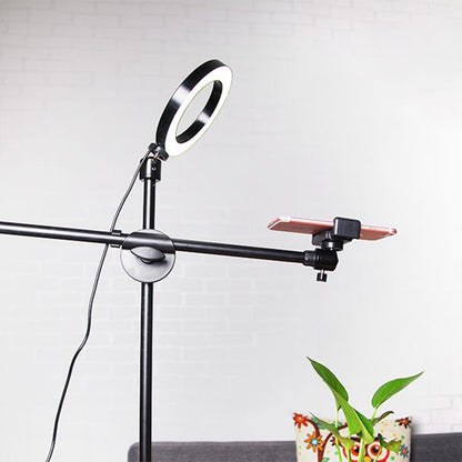 Black Round LED Vanity Lamp Simple Style Metallic USB Fill Flush Lighting with Adjustable Arm Black USB Clearhalo 'Cast Iron' 'Glass' 'Industrial' 'Modern wall lights' 'Modern' 'Tiffany' 'Traditional wall lights' 'Vanity Lights' 'Wall Lights' Lighting' 1781952