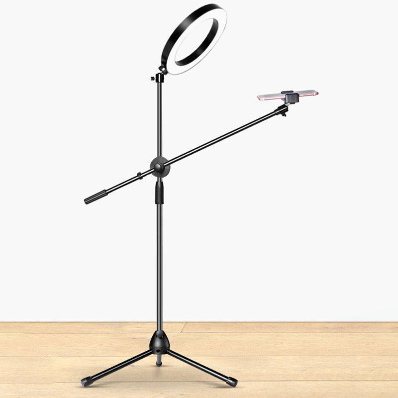 Black Round LED Vanity Lamp Simple Style Metallic USB Fill Flush Lighting with Adjustable Arm Clearhalo 'Cast Iron' 'Glass' 'Industrial' 'Modern wall lights' 'Modern' 'Tiffany' 'Traditional wall lights' 'Vanity Lights' 'Wall Lights' Lighting' 1781953