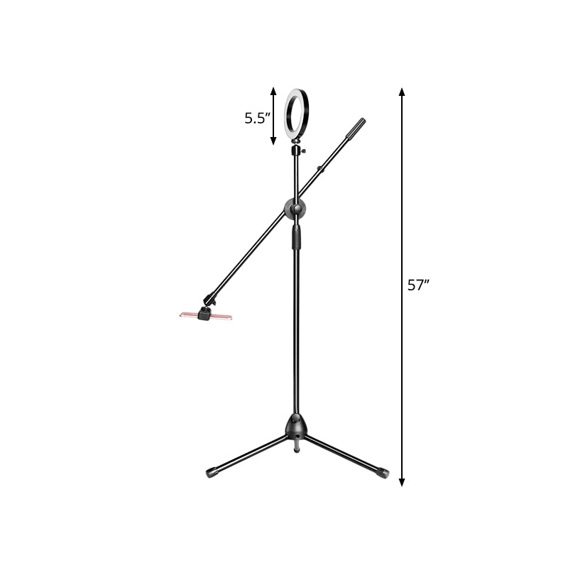 Black Round LED Vanity Lamp Simple Style Metallic USB Fill Flush Lighting with Adjustable Arm Clearhalo 'Cast Iron' 'Glass' 'Industrial' 'Modern wall lights' 'Modern' 'Tiffany' 'Traditional wall lights' 'Vanity Lights' 'Wall Lights' Lighting' 1781955