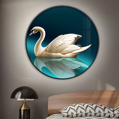 Circle Metal Wall Mural Lighting Ideas Asia Style LED Green Wall Lamp Fixture with Swan Pattern, Left/Right Green Right Clearhalo 'Wall Lamps & Sconces' 'Wall Lights' Lighting' 1781956