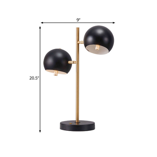 Black Spherical Table Light Modern Style 2 Heads Metal Night Lighting for Bedroom Clearhalo 'Lamps' 'Table Lamps' Lighting' 1781972