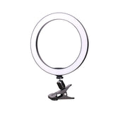 Contemporary Circle Clip on Vanity Light Metal Mobile Phone Holder Portable LED Fill Lamp in Black, 6"/8" Dia Clearhalo 'Cast Iron' 'Glass' 'Industrial' 'Modern wall lights' 'Modern' 'Tiffany' 'Traditional wall lights' 'Vanity Lights' 'Wall Lights' Lighting' 1781975