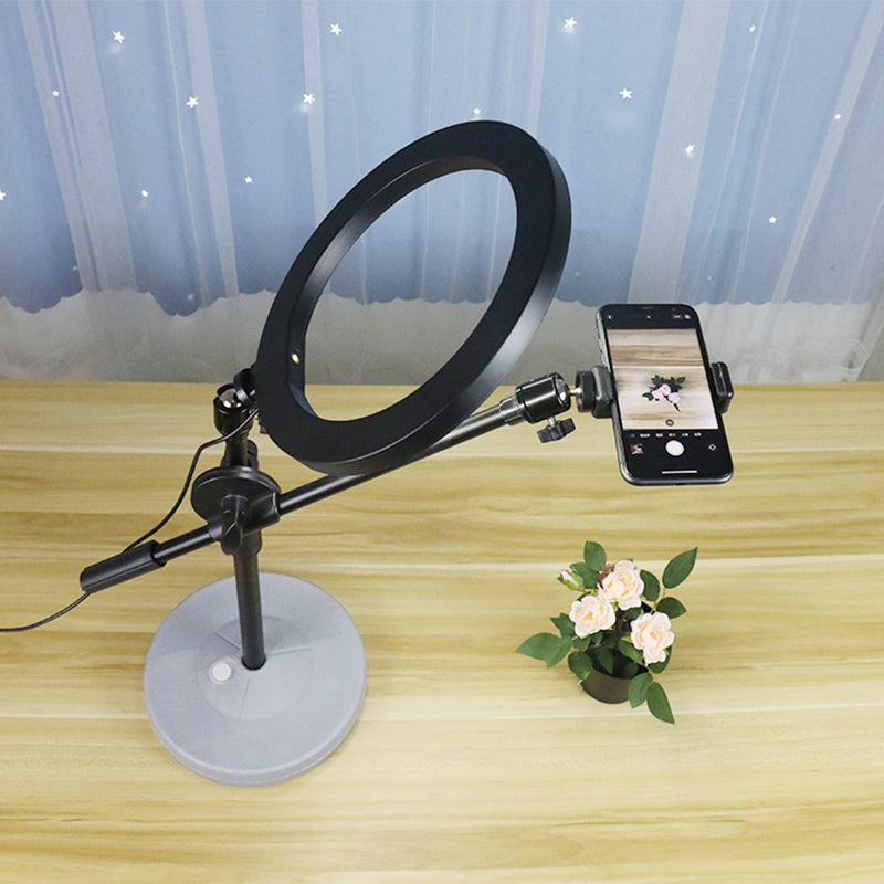 Round Shaped Metal Vanity Light Contemporary Adjustable LED Black Fill Flush Lamp, 8"/10" W Black USB Clearhalo 'Cast Iron' 'Glass' 'Industrial' 'Modern wall lights' 'Modern' 'Tiffany' 'Traditional wall lights' 'Vanity Lights' 'Wall Lights' Lighting' 1781978