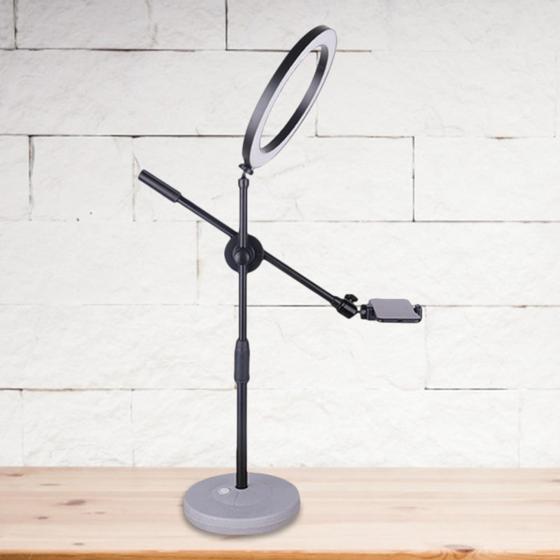 Round Shaped Metal Vanity Light Contemporary Adjustable LED Black Fill Flush Lamp, 8"/10" W Clearhalo 'Cast Iron' 'Glass' 'Industrial' 'Modern wall lights' 'Modern' 'Tiffany' 'Traditional wall lights' 'Vanity Lights' 'Wall Lights' Lighting' 1781979