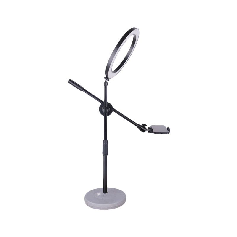 Round Shaped Metal Vanity Light Contemporary Adjustable LED Black Fill Flush Lamp, 8"/10" W Clearhalo 'Cast Iron' 'Glass' 'Industrial' 'Modern wall lights' 'Modern' 'Tiffany' 'Traditional wall lights' 'Vanity Lights' 'Wall Lights' Lighting' 1781980