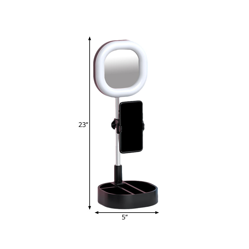 Squared LED Mirror Light Simple Style Metallic Black/Pink/Blue Finish Fill-in Lighting with USB Port Clearhalo 'Cast Iron' 'Glass' 'Industrial' 'Modern wall lights' 'Modern' 'Tiffany' 'Traditional wall lights' 'Vanity Lights' 'Wall Lights' Lighting' 1782004