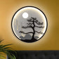 Metal Circular Wall Mural Mount Lighting Asia LED Black Wall Light with Moon and Tree Pattern Clearhalo 'Wall Lamps & Sconces' 'Wall Lights' Lighting' 1782015