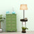 Flaxen Drum Floor Lamp Industrial Fabric 1 Head Living Room Reading Floor Light with Planter Deco Flaxen Clearhalo 'Floor Lamps' 'Lamps' Lighting' 1782031