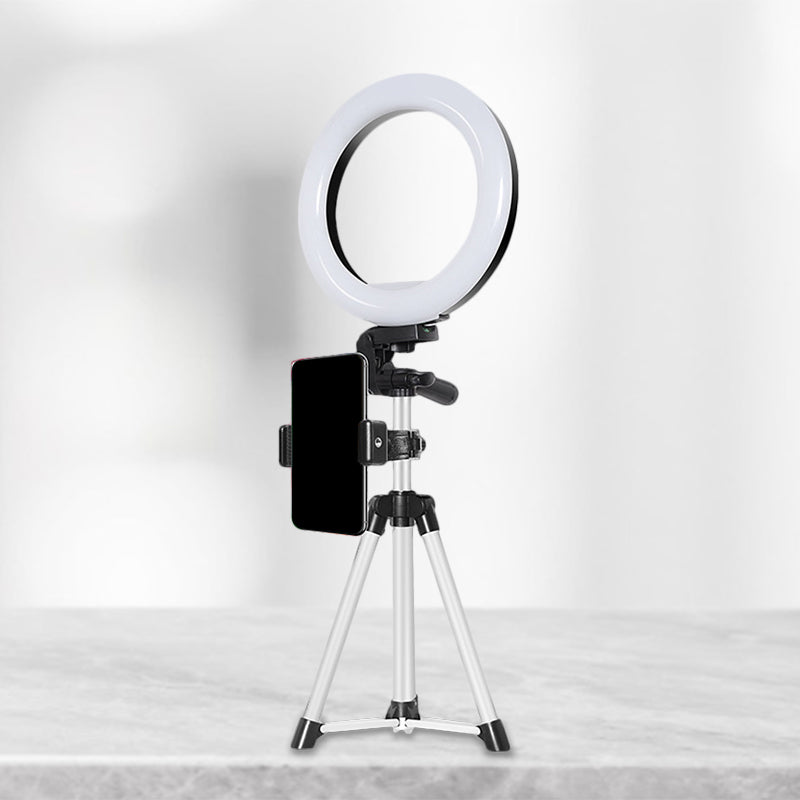 Circle Metallic Vanity Lighting Modern Style Black USB LED Fill Flash Light with Tripod Design Clearhalo 'Cast Iron' 'Glass' 'Industrial' 'Modern wall lights' 'Modern' 'Tiffany' 'Traditional wall lights' 'Vanity Lights' 'Wall Lights' Lighting' 1782049