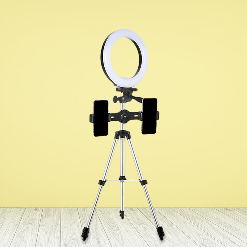 Circle Metallic Vanity Lighting Modern Style Black USB LED Fill Flash Light with Tripod Design Clearhalo 'Cast Iron' 'Glass' 'Industrial' 'Modern wall lights' 'Modern' 'Tiffany' 'Traditional wall lights' 'Vanity Lights' 'Wall Lights' Lighting' 1782053