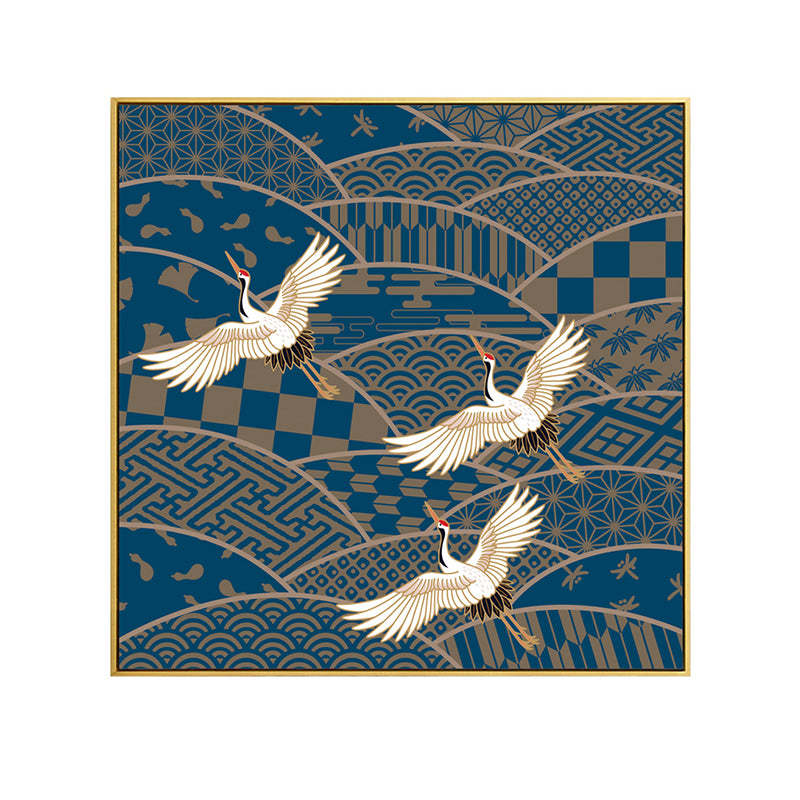 Chinese Red-Crowned Crane Canvas Print Dark Color Sitting Room Wall Art, Textured Clearhalo 'Arts' 'Canvas Art' 1782124