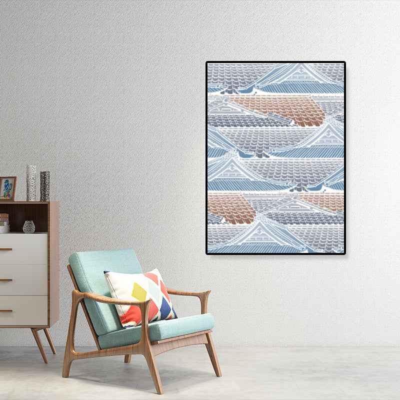 Illustration Chinese Ancient House Art Print Canvas Textured Soft Color Wall Decor Clearhalo 'Arts' 'Canvas Art' 1782188