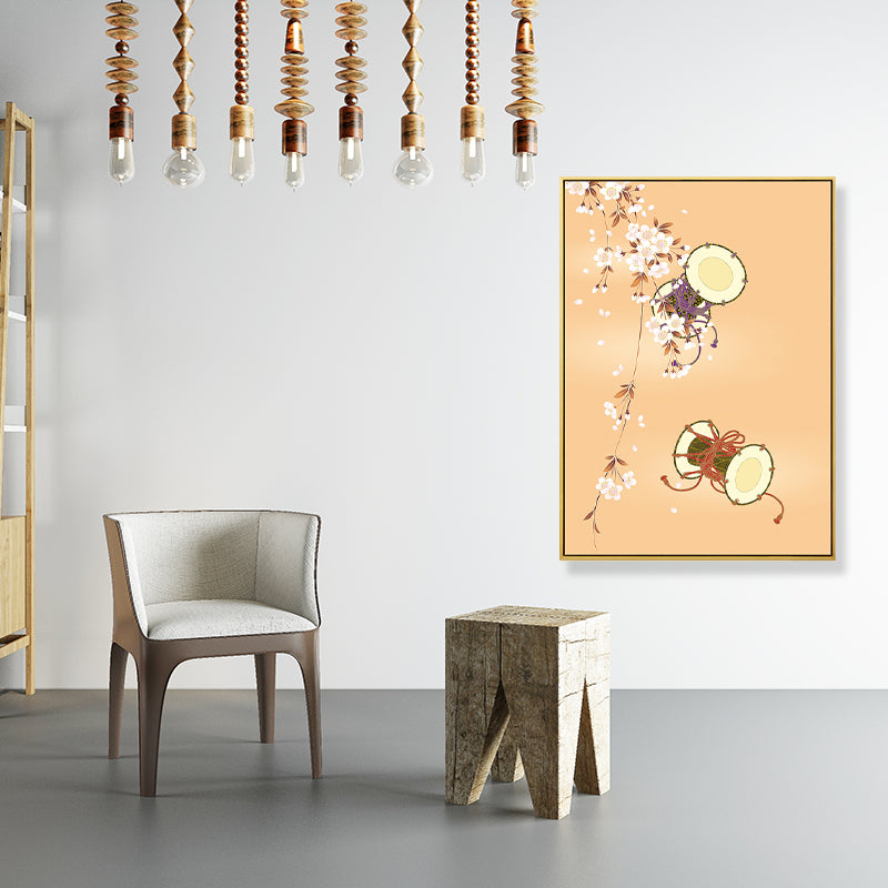 Hand Drum Kotsuzumi Canvas Wall Art Soft Color Japanese Wall Decor for Dining Room Clearhalo 'Arts' 'Canvas Art' 1782191