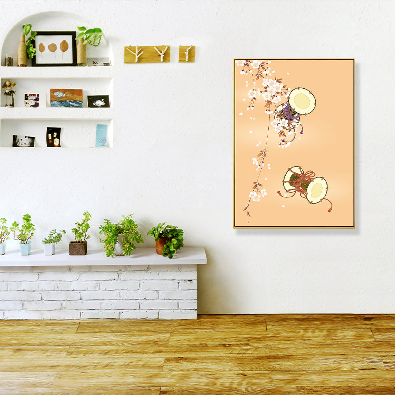 Hand Drum Kotsuzumi Canvas Wall Art Soft Color Japanese Wall Decor for Dining Room Clearhalo 'Arts' 'Canvas Art' 1782192