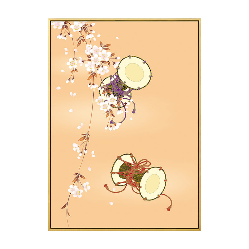 Hand Drum Kotsuzumi Canvas Wall Art Soft Color Japanese Wall Decor for Dining Room Clearhalo 'Arts' 'Canvas Art' 1782193
