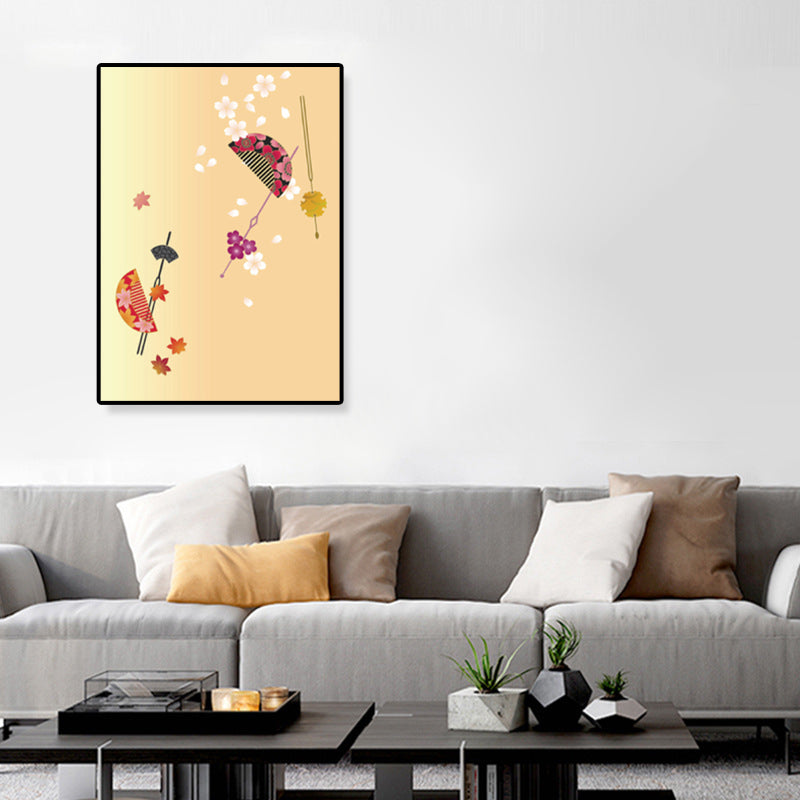 Hand Drum Kotsuzumi Canvas Wall Art Soft Color Japanese Wall Decor for Dining Room Clearhalo 'Arts' 'Canvas Art' 1782198