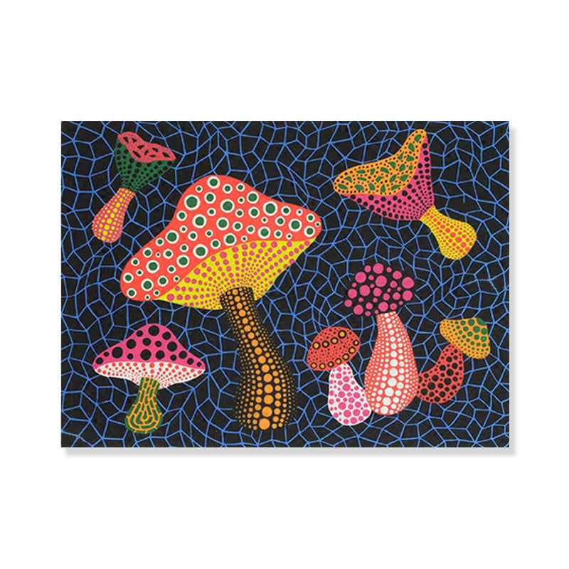 Pop Art Mushroom Canvas Print Dark Blue Textured Wall Decoration for Living Room Clearhalo 'Arts' 'Canvas Art' 1782211