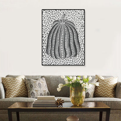 Illustration Pop Art Canvas with Pumpkim Pattern in Dark Color, Multiple Sizes Available Grey Clearhalo 'Arts' 'Canvas Art' 1782215