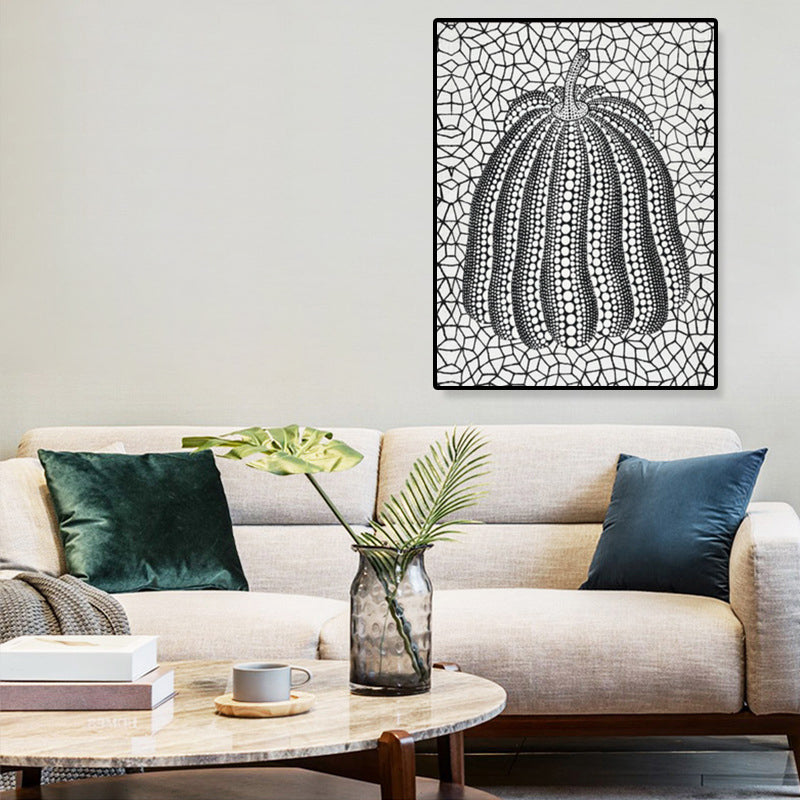 Illustration Pop Art Canvas with Pumpkim Pattern in Dark Color, Multiple Sizes Available Clearhalo 'Arts' 'Canvas Art' 1782216