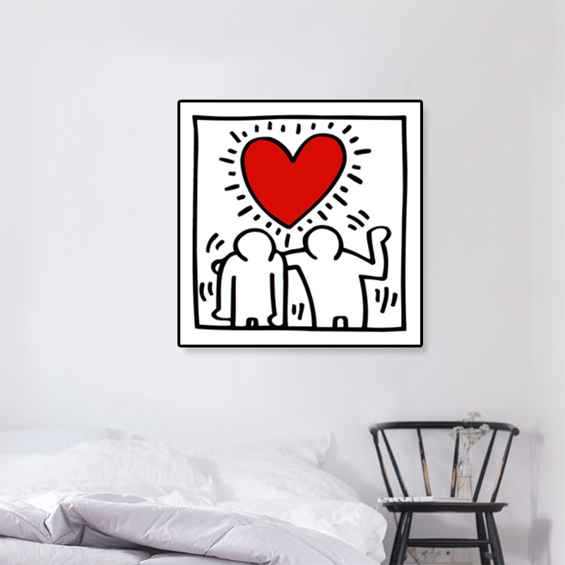 Comic Figure Drawing Wall Art Modern Funny Graffiti Canvas Print in Bright Color Red Clearhalo 'Arts' 'Canvas Art' 1782226