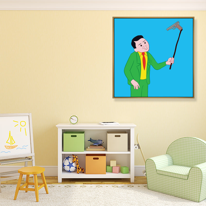 イラストダークユーモアコミックキャンバスファンキーなテクスチャのあるテクスチャの壁アート装飾男の子の部屋