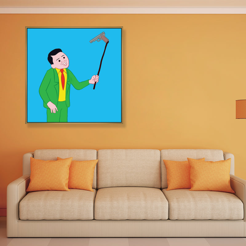 Illustration Dark Humor Comic Canvas Funky Textured Wall Art Decor for Boys Room Clearhalo 'Arts' 'Canvas Art' 1782239