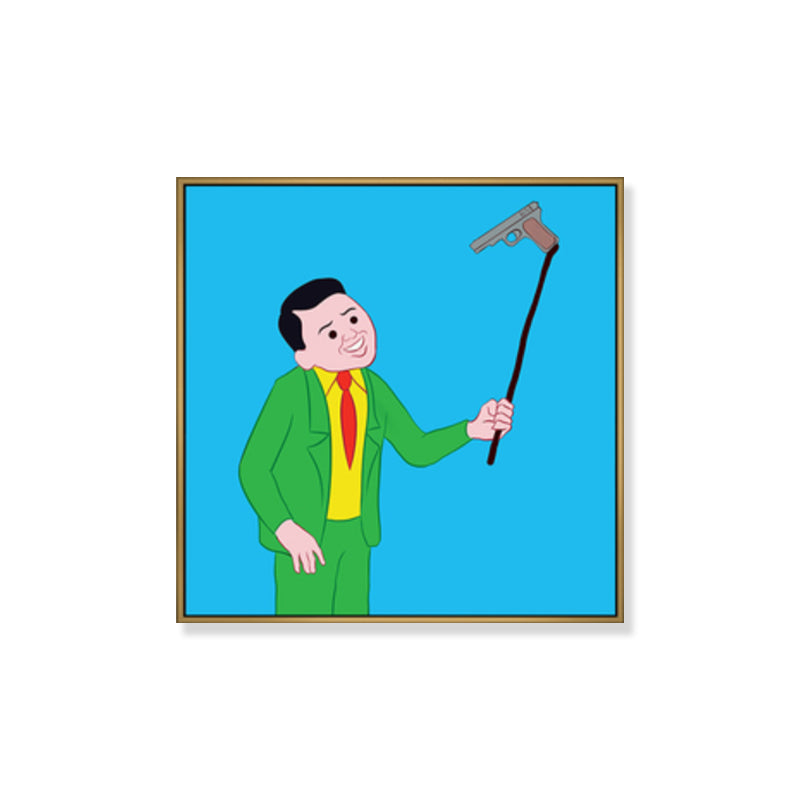 Illustration Dark Humor Comic Canvas Funky Textured Wall Art Decor for Boys Room Clearhalo 'Arts' 'Canvas Art' 1782240